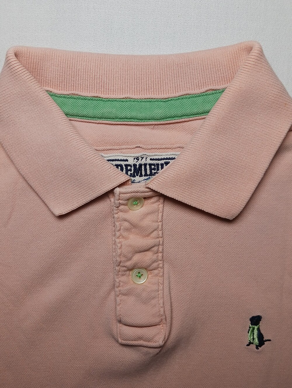 Vintage Cremieux 1971 Mens Short Sleeve Pique Cotton Knit Polo Large Pink